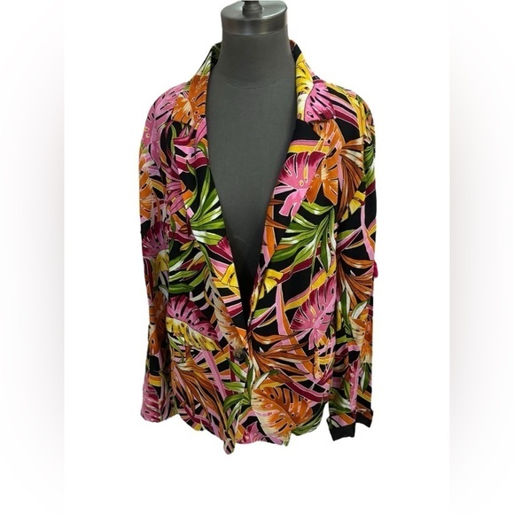 Ashley Stewart Jackets & Blazers - Ashley Stewart Linen Blazer Tropical Print Size 14